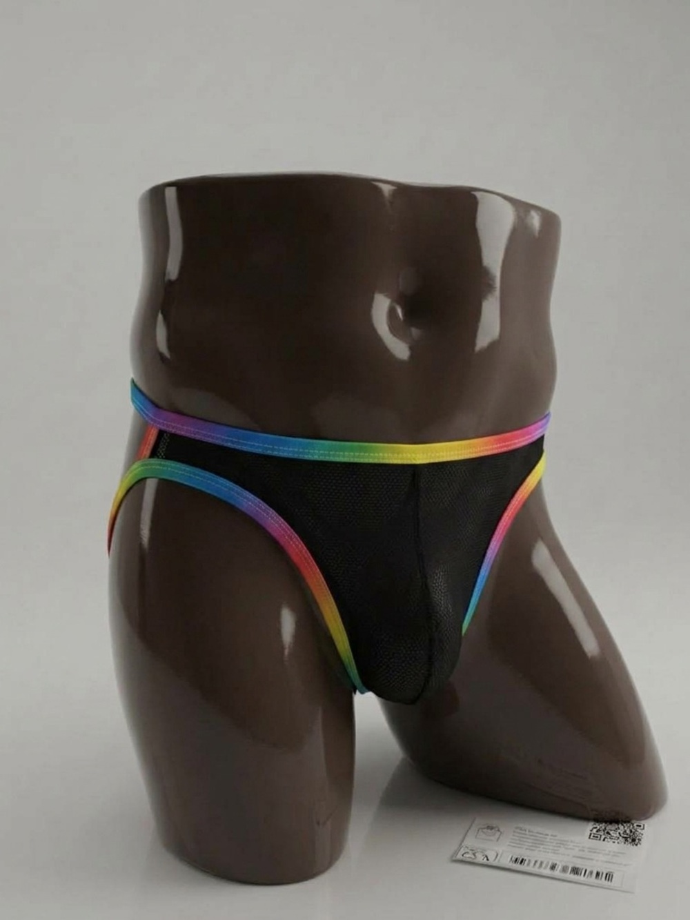 Men's Black Rainbow Trim thong | L | NWT